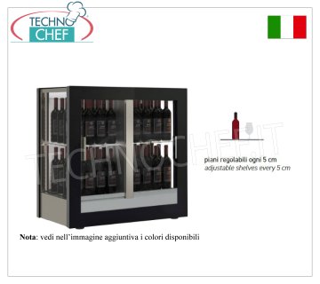 CAVE À VIN TECA capacité 64 bouteilles Verticale, Statique-Ventilée, 3 Côtés Vitrés, dim.mm.874x568x910h