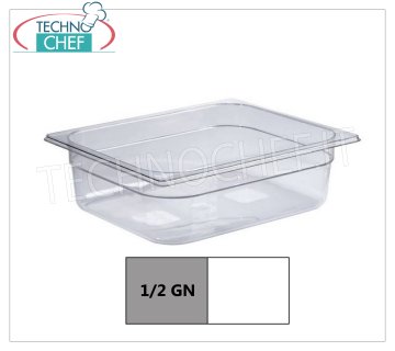 1/2 casseroles gastronormes en polycarbonate 1/2 plateau gastro-norme en polycarbonate, capacité 4,1 litres, dimensions mm.325 x 265 x 65 h