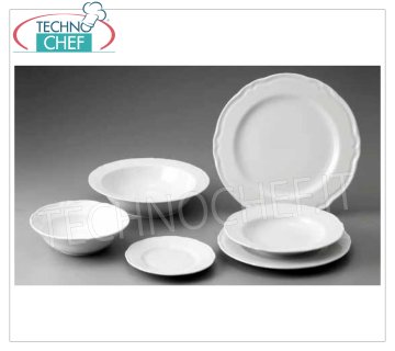 SATURNIA - Collection PRAGA BIANCO en Porcelaine - Plats pour Restaurant ASSIETTE PLATE, Prague White Collection, Diamètre cm.28, Marque SATURNIA -- Disponible en paquets de 6