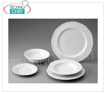 SATURNIA - Collection MALAGA BIANCO en Porcelaine - Plats pour Restaurant ASSIETTE PLATE, Collection Malaga White, Diamètre cm.26, Marque SATURNIA -- Disponible en paquets de 12 pièces