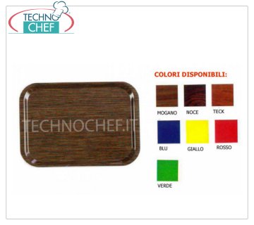 Plateaux self-service en plastique laminé Plateau self-service en stratifié plastique, léger et fin, disponible dans les teintes bois et colorées, dimensions standard Gastronorm 1/1 mm. 530x325