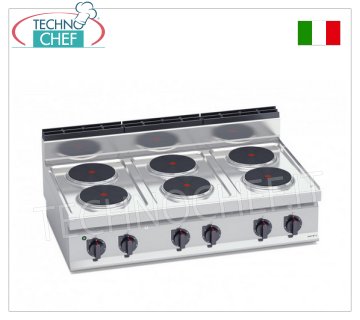 TECHNOCHEF - CUISINIÈRE ÉLECTRIQUE 6 PLAQUES SUPÉRIEURES, Kw.15,6, Mod.E7P6B