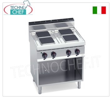 TECHNOCHEF - CUISINIÈRE ÉLECTRIQUE 4 PLAQUES sur ARMOIRE OUVERTe, 10,4 Kw, Mod.
