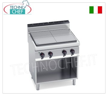 TECHNOCHEF - CUISINIÈRE ÉLECTRIQUE SOLIDE sur ARMOIRE OUVERTe, Kw.9, Mod.E7TPM CUISINIÈRE ÉLECTRIQUE SOLIDE sur ARMOIRE OUVERTE, BERTOS, Ligne MACROS 700, Série HAUTE PUISSANCE, 4 ZONES DE CUISSON, COMMANDES INDÉPENDANTES, V.400/3+N, Kw.9,00, Poids 100, dim.mm.800x700x900h