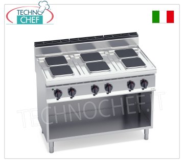 TECHNOCHEF - CUISINIÈRE ÉLECTRIQUE 6 PLAQUES sur ARMOIRE OUVERTe, 15,6 Kw, Mod.