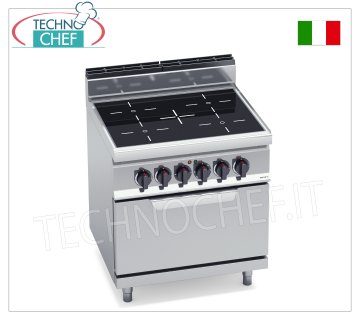 TECHNOCHEF- CUISINIÈRE ÉLECTRIQUE 4 ZONES INFRAROUGES sur FOUR GN 2/1, Kw.20,3, Mod.E7P4/VTR+FE CUISINIÈRE ÉLECTRIQUE 4 ZONES INFRAROUGES sur FOUR ÉLECTRIQUE GN 2/1, BERTOS, ligne MACROS 700, Série INFRAROUGE, avec 4 zones CARRÉES de 230x230 mm, COMMANDES INDÉPENDANTES, V.400/3+N, Kw.20,3, Poids 100 Kg, dim .mm.800x700x900h