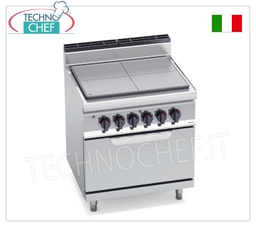 TECHNOCHEF - CUISINIÈRE ÉLECTRIQUE SOLIDE sur FOUR ÉLECTRIQUE GN 2/1, Kw.16,5, Mod.E7TP+FE