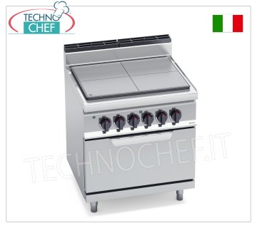 TECHNOCHEF - CUISINIÈRE ÉLECTRIQUE SOLIDE sur FOUR ÉLECTRIQUE GN 2/1, Kw.16,5, Mod.E7TP+FE CUISEUR ÉLECTRIQUE SOLIDE sur FOUR ÉLECTRIQUE GN 2/1, BERTOS, ligne MACROS 700, série HIGH POWER, 4 ZONES DE CUISSON, COMMANDES INDÉPENDANTES, V.400/3+N, Kw.16,5, Poids 140, dim.mm.