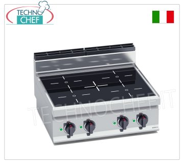 TECHNOCHEF - CUISINIÈRE ÉLECTRIQUE 4 ZONES avec PLAQUE À INDUCTION, Kw.14, Mod.E7P4B/IND