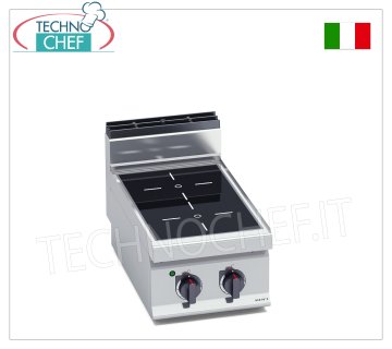 TECHNOCHEF - CUISINIÈRE ÉLECTRIQUE 2 ZONES INFRAROUGES TOP, Kw.6,4, Mod.E7P2B/VTR CUISINIÈRE ÉLECTRIQUE 2 ZONES INFRAROUGES TOP, BERTOS, Ligne MACROS 700, Série INFRAROUGE, avec 2 zones CARRÉES de 230x230 mm, COMMANDES INDÉPENDANTES, V.400/3+N, Kw.6.4, Poids 22 Kg, dim.mm.