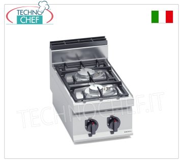 TECHNOCHEF - CUISINIÈRE À GAZ 2 FEUX TOP, Kw.10,5, Mod.G7F2B CUISINIÈRE À GAZ 2 FEUX TOP, BERTO'S, ligne MACROS 700, série HIGH POWER, puissance thermique Kw.10,5, Poids 27 Kg, dim.mm.400x700x290h