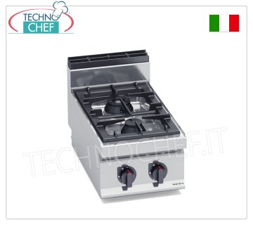 TECHNOCHEF - CUISINIÈRE À GAZ 2 FEUX TOP, Kw.14,00, Mod.G7F2BP CUISINIÈRE À GAZ 2 FEUX TOP, BERTO'S, ligne MACROS 700, série MAX POWER, puissance thermique Kw.14,00, Poids 27 Kg, dim.mm.400x700x290h