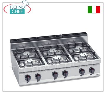 TECHNOCHEF - CUISINIÈRE À GAZ 6 FEUX TOP, Kw.33,5, Mod.G7F6BPW