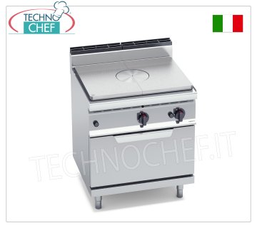 TECHNOCHEF - CUISINIÈRE SOLIDE GAZ sur FOUR GAZ GN 2/1, Kw.17,8, Mod.G7TP+FG CUISINIÈRE SOLIDE À GAZ sur FOUR À GAZ GN 2/1, Ligne BERTOS, MACROS 700, Série HIGH POWER, puissance thermique totale 17,8 kW, poids 129, dim.mm.800x700x900h