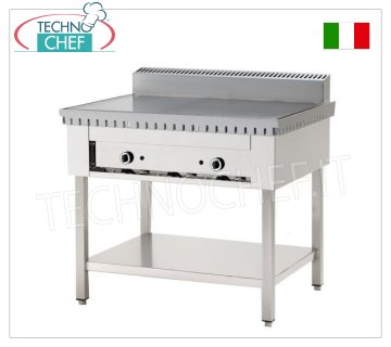 Cuiseur à pain plat GAZ avec PLAQUE EN ACIER, Version sur pieds avec étagère inférieure Cuisinière piadina gaz pour 4 piadinas avec plaque en acier 600x600, version sur pieds avec étagère inférieure, puissance thermique 6,7 kw, dim. externe mm 650x730x960h