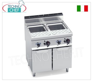 TECHNOCHEF - CUISEUR À PÂTES À GAZ sur ARMOIRE, 2 cuves de 30+30 lt, Mod.CPG80E