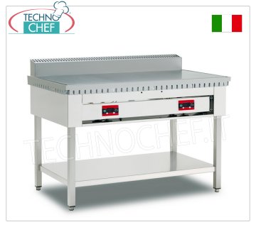 Cuisinière piadina ÉLECTRIQUE avec PLAQUE EN ACIER, Version sur pieds avec étagère inférieure, Cuisinière électrique piadina, version sur pieds avec étagère inférieure, avec plaque en acier 600x600 pour 4 piadinas, V 380/3+N, 4,00 kw, dim. externe mm 650x730x960h