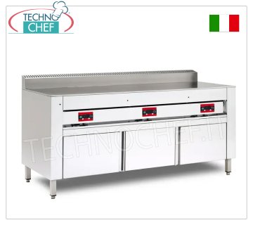 Cuisinière piadina ÉLECTRIQUE avec PLAQUE EN ACIER, version avec ARMOIRE, Cuisinière électrique piadina, version avec support armoire, avec plaque en acier 600x600 pour 4 piadinas, V 380/3+N, 4,00 kw, dim. externe mm 650x730x960h