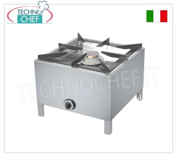 Cuisinière à gaz sur pied, 1 brûleur 10 kW CUISINIÈRE PROFESSIONNELLE À GAZ AU SOL avec 1 BRÛLEUR, brûleur amovible de 10,00 kW, poids 21,40 Kg, dim.mm.605x605x460h