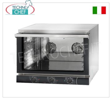 TECNODOM-Four électrique à convection avec GRILL, 3 plaques pâtissières 60x40 cm, porte FLAP, mod. NERONE EKO 600 - GRIL FOUR CONVENTIONNEL électrique VENTILÉ avec GRILL, pour PÂTISSERIE, capacité 3 PLAQUES de 600x400 mm (non inclus), COMMANDES MANUELLES, version avec PORTE ABATTANTE, V.230/1, Kw.3,15+1,7, Poids 35 Kg, dim.775x700x560h