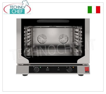 TECNOEKA - Four électrique ventilé à convection avec grill et humidificateur pour 4 plaques 600x400 mm, mod.EKF464.3NGRILL FOUR ÉLECTRIQUE À CONVECTION VENTILÉ avec GRIL et HUMIDIFICATEUR pour PÂTISSERIE et BOULANGERIE, chambre de cuisson pour 4 PLAQUES 600x400 mm, COMMANDES ÉLECTROMÉCANIQUES, V.400/3+N, Kw.5,2, Poids 52 Kg, dim.mm.784x754x634h