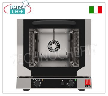 TECNOEKA - FOUR ÉLECTRIQUE À CONVECTION VENTILÉ à VAPEUR DIRECTE, pour 4 plaques 429x345 mm, mod. EKF423NUD FOUR ÉLECTRIQUE À CONVECTION VENTILÉ à VAPEUR DIRECTE, chambre de cuisson pour 4 PLAQUES de 429x345 mm, COMMANDES ÉLECTROMÉCANIQUES, V.230/1, Kw.3,15, Poids 38 Kg, dimensions extérieures mm.590x709x589h