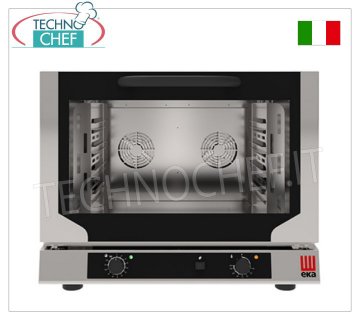 TECNOEKA - FOUR ÉLECTRIQUE À CONVECTION VENTILÉ avec HUMIDIFICATEUR, 4 plaques GN1/1, Professionnel, mod.EKF411N FOUR ÉLECTRIQUE À CONVECTION VENTILÉ avec chambre de cuisson HUMIDIFICATEUR pour 4 PLAQUES GASTRO-NORM 1/1 (mm 530x325), COMMANDES ÉLECTROMÉCANIQUES, V.230/1, Kw.3,4, Poids 50,4 Kg, dim.mm.784x754x634h