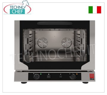 FOUR ÉLECTRIQUE À CONVECTION AVEC VENTILATION avec GRIL et HUMIDIFICATEUR, Professionnel avec chambre de cuisson pour 4 PLAQUES GASTRO-NORM 1/1 (mm 530x325), COMMANDES ÉLECTROMÉCANIQUES, V.400/3+N, Kw.5.2, Poids 52 Kg, dim.mm.784x754x634h