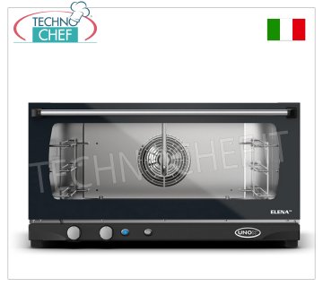 UNOX - Four électrique à convection avec humidificateur, mod. XFT183 ELENA, 3 plaques à pâtisserie de 60x40 cm FOUR CONVENTION électrique UNOX - Ligne MISS, pour GASTRONOMIE et PÂTISSERIE, capacité 3 PLAQUES de 600x400 mm, version avec COMMANDES MANUELLES et HUMIDIFICATEUR, V.230/1, Kw.3.2, Poids 40 Kg, dim.mm. 800x774x429h