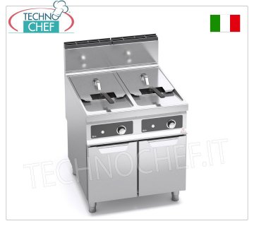 BERTOS - FRITEUSE À GAZ sur ARMOIRE, 2 CUVES de 20+20 lt, Bflex - Commandes Électroniques, Mod.9GL20+20M-BF