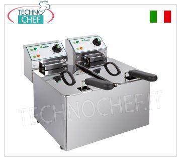 FIMAR - Technochef, Friteuse électrique sur comptoir, 2 cuves indépendantes de 4+4 litres, Mod.FR44N FRITEUSE ÉLECTRIQUE DE COMPTOIR, 2 cuves amovibles indépendantes de 4+4 litres, V.230/1, 2,5+2,5 kw, dimensions mm. 380x420x330h