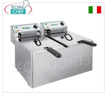 FIMAR - Technochef, Friteuse électrique de comptoir, 2 cuves indépendantes de 8+8 litres, Mod.FR88N FRITEUSE ÉLECTRIQUE DE COMPTOIR, 2 cuves amovibles indépendantes de 8+8 litres, V.230/1, kw 3,00+3,00, dimensions mm. 565x490x365h