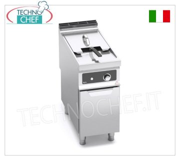 TECHNOCHEF - FRITEUSE ÉLECTRIQUE sur MOBILE, 1 RÉSERVOIR de 18 litres, Mod.E9F18-4M-BF FRITEUSE ÉLECTRIQUE sur MOBILE, BERTOS, Ligne MAXIMA 900, Série TURBO, 1 RÉSERVOIR de 18 litres, Commandes Électroniques Bflex, V.400/3+N, Kw.18,00, Poids 55 Kg, dim.mm.400x900x900h