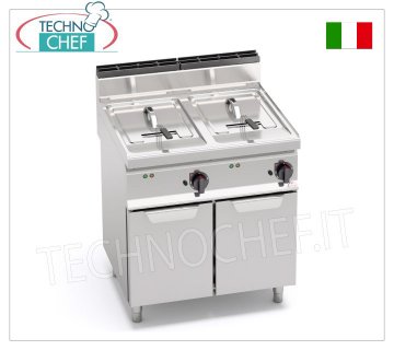 TECHNOCHEF - FRITEUSE ÉLECTRIQUE sur MOBILE, 2 RÉSERVOIRS de 10+10 litres, Mod.E7F10-8M FRITEUSE ÉLECTRIQUE sur MOBILE, BERTOS, ligne MACROS 700, Série TURBO, 2 RÉSERVOIRS INDÉPENDANTS de 10+10 litres, V.400/3+N, Kw.12.00, Poids 63 Kg, dim.mm.800x700x900h