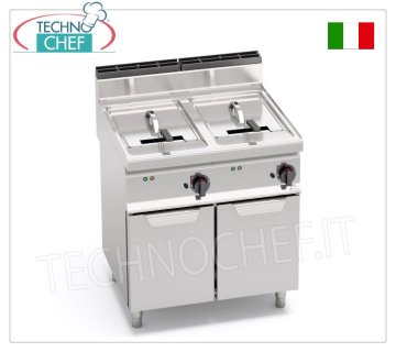 TECHNOCHEF - FRITEUSE ÉLECTRIQUE sur MOBILE, 2 RÉSERVOIRS de 18+18 litres, Mod.E7F18-8M FRITEUSE ÉLECTRIQUE sur MOBILE, BERTOS, Ligne MACROS 700, Série TURBO, 2 RÉSERVOIRS INDÉPENDANTS de 18+18 litres, V.400/3+N, Kw.13,5+13,5, Poids 80 Kg, dim.mm.