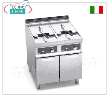 TECHNOCHEF - FRITEUSE ÉLECTRIQUE sur MOBILE, 2 RÉSERVOIRS INDÉPENDANTS de 22+22 litres, Mod.E9F22-8M-BF FRITEUSE ÉLECTRIQUE sur MOBILE, BERTO'S, Ligne MAXIMA 900, Série TURBO, 2 RÉSERVOIRS INDÉPENDANTS de 22+22 litres, Commandes Électroniques BFLEX, V.400/3+N, Kw.18+18, Poids 95 Kg, dim.mm.