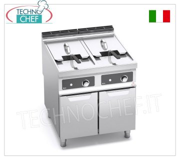 TECHNOCHEF - FRITEUSE ÉLECTRIQUE sur MOBILE, 2 RÉSERVOIRS de 22+22 litres, ALIMENTÉE, Mod.E9F22-8MS-BF