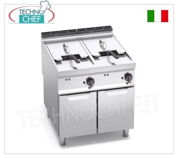 TECHNOCHEF - FRITEUSE ÉLECTRIQUE sur MOBILE, 2 RÉSERVOIRS de 22+22 litres, Commandes Analogiques, Mod.E9F22-8M