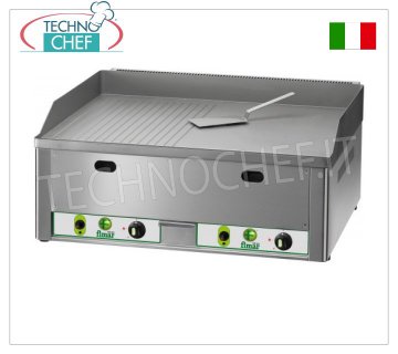 FIMAR - Plan de Cuisson Professionnel à Gaz, Plaque 1/2 Nervurée 1/2 Lisse, Mod.FRY2LM