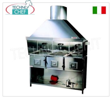 ROMAGNA GRILL - Grill/cuisinière au charbon de bois de Romagne avec 3 braseros