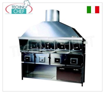 ROMAGNA GRILL - Grill/cuisinière au charbon de bois de Romagne avec 4 braseros