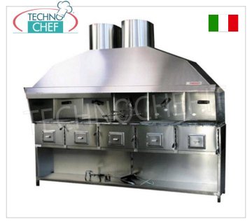 ROMAGNA GRILL - Grill/cuisinière au charbon de bois de Romagne avec 5 braseros