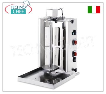 GYROS ÉLECTRIQUES à 6 résistances, tige de cuisson de 510 mm de hauteur GYROS ÉLECTRIQUES en ACIER INOXYDABLE avec 6 éléments chauffants, tige de cuisson de 510 mm de hauteur, V.230/1, 6,0 kw, dimensions 502x710x880h mm