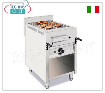 GRIL PIERRE DE LAVE GAZ sur ARMOIRE OUVERTE, 1 MODULE avec ZONE DE CUISSON 365x535 mm