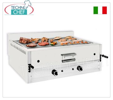 TECHNOCHEF - Gril à Pierre de Lave à Gaz, Module Double Haut, Mod.I-120 GRILLE À PIERRE DE LAVE À GAZ, module DOUBLE TOP avec ZONE DE CUISSON 1095x535 mm, équipée de GRILLE UNIVERSELLE, puissance thermique 26 Kw, poids 104 Kg, dimensions extérieures 1200x700x430h mm