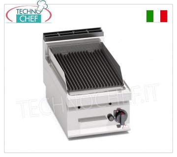 TECHNOCHEF - GRILLE À PIERRE DE LAVE À GAZ, 1 module TOP, Mod.PLG40B/G