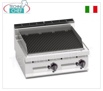 TECHNOCHEF - GRILLE À PIERRE DE LAVE À GAZ, module DOUBLE TOP, Mod.PLG80B/G GRIL À PIERRE DE LAVE À GAZ, BERTOS, Ligne MACROS 700, Série COMFORT POWER, module DOUBLE TOP avec ZONE DE CUISSON 700x515 mm, puissance thermique 13,8 Kw, poids 68 Kg, dim.800x700x290hmm