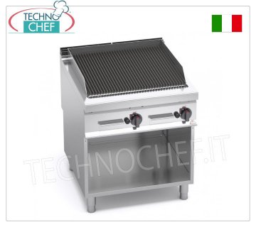 TECHNOCHEF - GRIL PIERRE DE LAVE GAZ, DOUBLE module sur ARMOIRE OUVERTe, Mod.G9PL80M/G