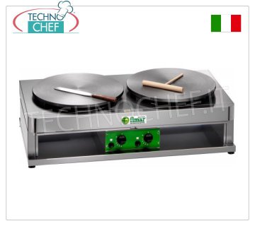 Technochef - Crêpière Professionnelle Gaz, 2 Plaques en Fonte Ø 400 mm, Mod.CRP400G2