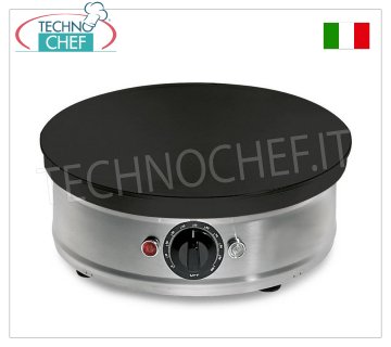 Technochef - Crêpière ÉLECTRIQUE avec PLAQUE EN FONTE CHROME diamètre 350 mm